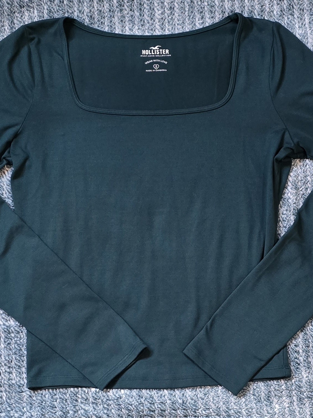 Hollister Women's Long-Sleeve Square Neck Top — Forest Green